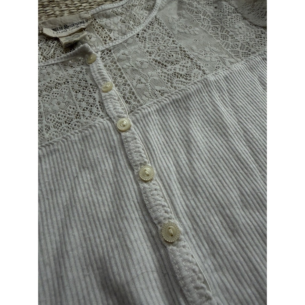 Vintage Y2K Ralph Laurie Denim Supply Lace Henley Dainty Top. Boho - Picture 3 of 8